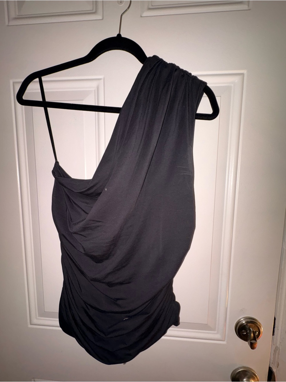 Abercrombie & Fitch One-Shoulder Black Draped Top
